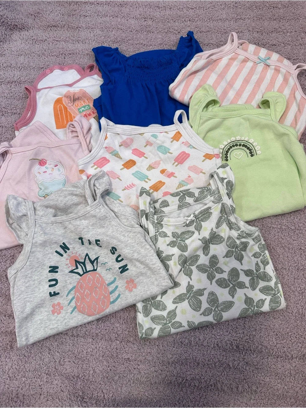 🌞 Carter’s & Hudson Baby 18M Summer Bodysuit Lot | 8 Pieces *